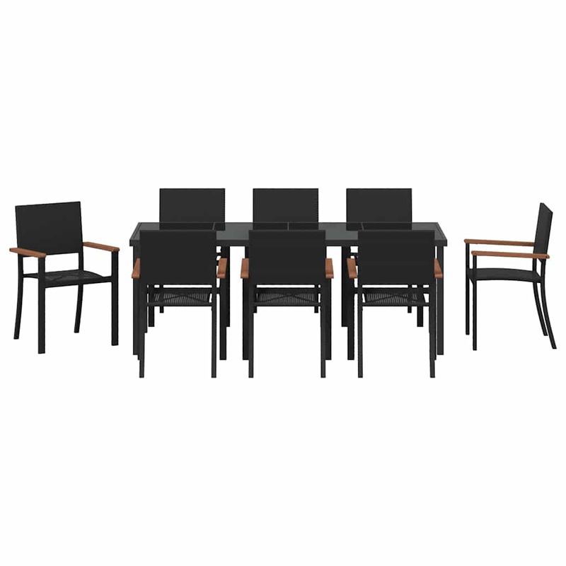 Casa si Gradina - Gradina si terasa - Mobilier exterior - Scaune si sezlonguri gradina - Set de masa pentru gradina 9 pcs Negru Rattan poli - Infinity.ro