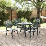 Casa si Gradina - Gradina si terasa - Mobilier exterior - Scaune si sezlonguri gradina - Set masa de gradina 5 pcs verde 80 x 80 x 75 cm Aluminiu turnat - Infinity.ro