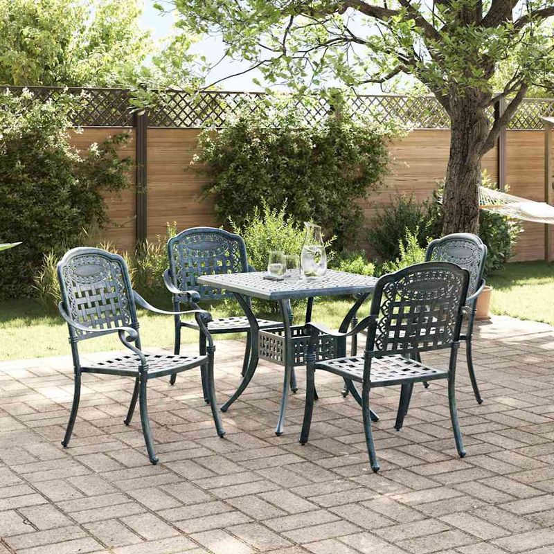 Casa si Gradina - Gradina si terasa - Mobilier exterior - Scaune si sezlonguri gradina - Set masa de gradina 5 pcs verde 80 x 80 x 75 cm Aluminiu turnat - Infinity.ro