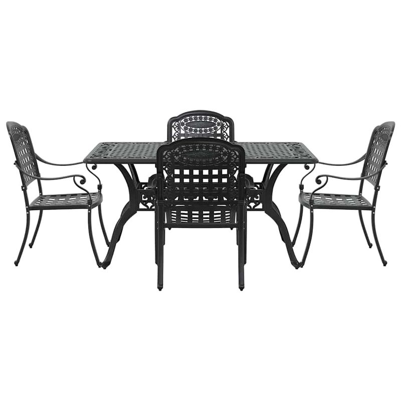 Casa si Gradina - Gradina si terasa - Mobilier exterior - Scaune si sezlonguri gradina - Set de masa pentru gradina 5 pcs Negru Aluminiu - Infinity.ro