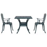 Casa si Gradina - Gradina si terasa - Mobilier exterior - Scaune si sezlonguri gradina - Set masa de gradina 3 pcs verde 80 x 80 x 75 cm Aluminiu turnat - Infinity.ro