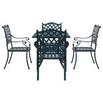 Casa si Gradina - Gradina si terasa - Mobilier exterior - Scaune si sezlonguri gradina - Set masa de gradina 5 pcs verde 80 x 80 x 75 cm Aluminiu turnat - Infinity.ro