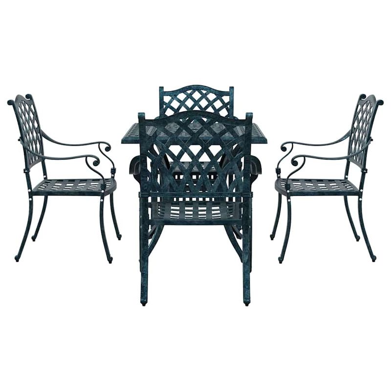 Casa si Gradina - Gradina si terasa - Mobilier exterior - Scaune si sezlonguri gradina - Set masa de gradina 5 pcs verde 80 x 80 x 75 cm Aluminiu turnat - Infinity.ro