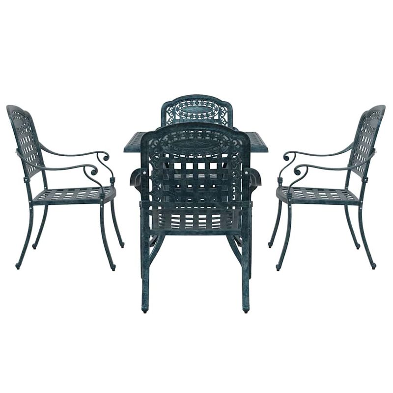 Casa si Gradina - Gradina si terasa - Mobilier exterior - Scaune si sezlonguri gradina - Set masa de gradina 5 pcs verde 80 x 80 x 75 cm Aluminiu turnat - Infinity.ro