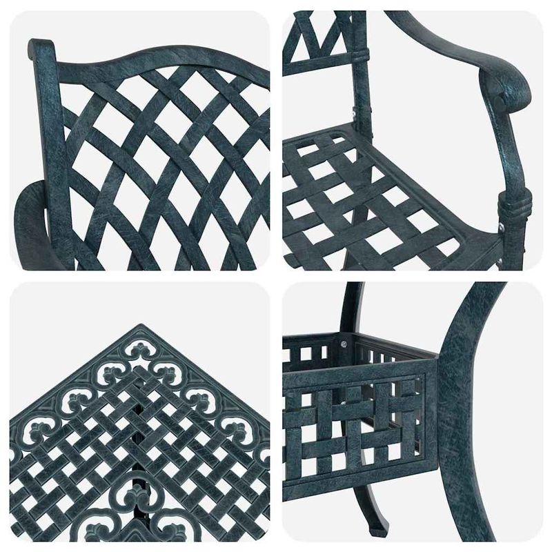 Casa si Gradina - Gradina si terasa - Mobilier exterior - Scaune si sezlonguri gradina - Set masa de gradina 5 pcs verde 80 x 80 x 75 cm Aluminiu turnat - Infinity.ro