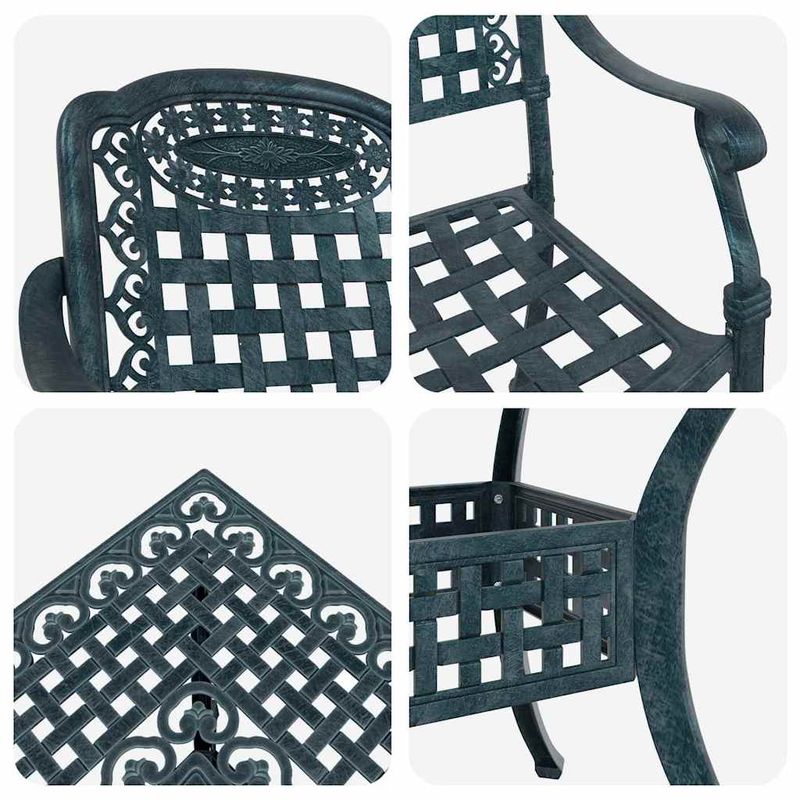 Casa si Gradina - Gradina si terasa - Mobilier exterior - Scaune si sezlonguri gradina - Set masa de gradina 5 pcs verde 80 x 80 x 75 cm Aluminiu turnat - Infinity.ro