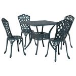 Casa si Gradina - Gradina si terasa - Mobilier exterior - Scaune si sezlonguri gradina - Set masa de gradina 5 pcs verde 80 x 80 x 75 cm Aluminiu turnat - Infinity.ro