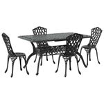 Casa si Gradina - Gradina si terasa - Mobilier exterior - Scaune si sezlonguri gradina - Set de masa pentru gradina 5 pcs Negru Aluminiu - Infinity.ro