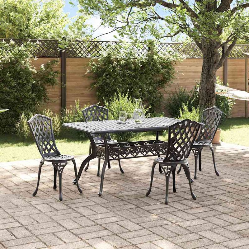 Casa si Gradina - Gradina si terasa - Mobilier exterior - Scaune si sezlonguri gradina - Set de masa pentru gradina 5 pcs Negru Aluminiu - Infinity.ro