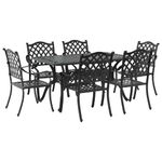 Casa si Gradina - Gradina si terasa - Mobilier exterior - Scaune si sezlonguri gradina - Set de masa pentru gradina 7 pcs Negru Aluminiu - Infinity.ro