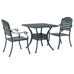 Casa si Gradina - Gradina si terasa - Mobilier exterior - Scaune si sezlonguri gradina - Set masa de gradina 3 pcs verde 80 x 80 x 75 cm Aluminiu turnat - Infinity.ro