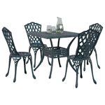 Casa si Gradina - Gradina si terasa - Mobilier exterior - Scaune si sezlonguri gradina - Set masa de gradina 5 pcs verde 80 x 80 x 75 cm Aluminiu turnat - Infinity.ro