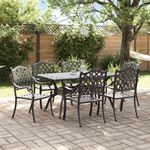 Casa si Gradina - Gradina si terasa - Mobilier exterior - Scaune si sezlonguri gradina - Set de masa pentru gradina 7 pcs Negru Aluminiu - Infinity.ro