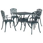 Casa si Gradina - Gradina si terasa - Mobilier exterior - Scaune si sezlonguri gradina - Set masa de gradina 5 pcs verde 80 x 80 x 75 cm Aluminiu turnat - Infinity.ro