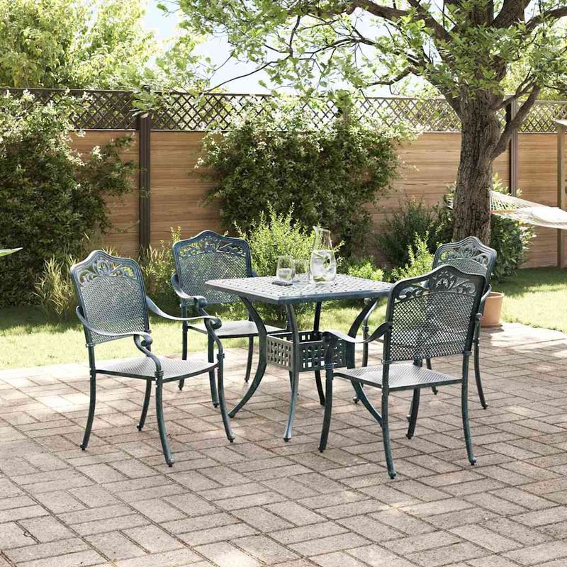 Casa si Gradina - Gradina si terasa - Mobilier exterior - Scaune si sezlonguri gradina - Set masa de gradina 5 pcs verde 80 x 80 x 75 cm Aluminiu turnat - Infinity.ro