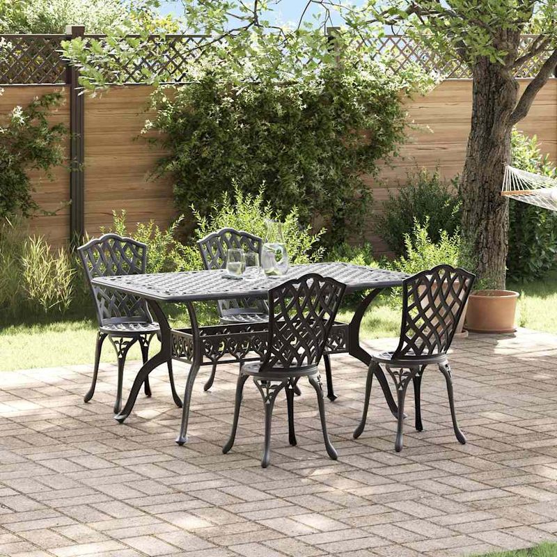 Casa si Gradina - Gradina si terasa - Mobilier exterior - Scaune si sezlonguri gradina - Set de masa pentru gradina 5 pcs Negru Aluminiu - Infinity.ro