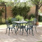 Casa si Gradina - Gradina si terasa - Mobilier exterior - Scaune si sezlonguri gradina - Set masa de gradina 5 pcs verde 80 x 80 x 75 cm Aluminiu turnat - Infinity.ro
