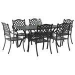 Casa si Gradina - Gradina si terasa - Mobilier exterior - Scaune si sezlonguri gradina - Set de masa pentru gradina 7 pcs Negru Aluminiu - Infinity.ro