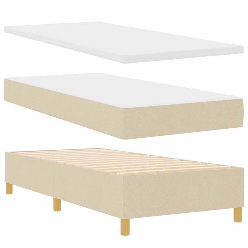 Casa si Gradina - Mobilier - Paturi si accesorii - Paturi - Pat cu arcuri cu saltea cu headboard Crem 90 x 200 cm tesatura - Infinity.ro