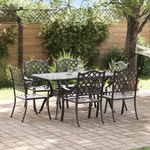 Casa si Gradina - Gradina si terasa - Mobilier exterior - Scaune si sezlonguri gradina - Set de masa pentru gradina 7 pcs Negru Aluminiu - Infinity.ro