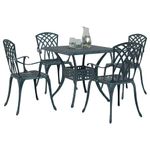 Casa si Gradina - Gradina si terasa - Mobilier exterior - Scaune si sezlonguri gradina - Set masa de gradina 5 pcs verde 80 x 80 x 75 cm Aluminiu turnat - Infinity.ro