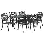 Casa si Gradina - Gradina si terasa - Mobilier exterior - Scaune si sezlonguri gradina - Set de masa pentru gradina 7 pcs Negru Aluminiu - Infinity.ro