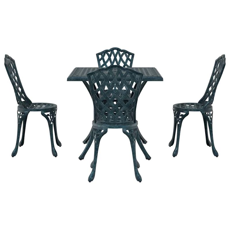 Casa si Gradina - Gradina si terasa - Mobilier exterior - Scaune si sezlonguri gradina - Set masa de gradina 5 pcs verde 80 x 80 x 75 cm Aluminiu turnat - Infinity.ro