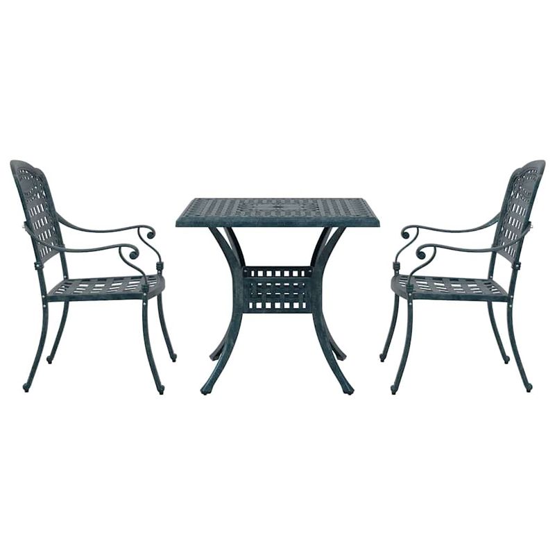 Casa si Gradina - Gradina si terasa - Mobilier exterior - Scaune si sezlonguri gradina - Set masa de gradina 3 pcs verde 80 x 80 x 75 cm Aluminiu turnat - Infinity.ro