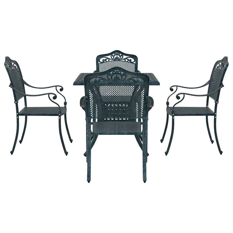 Casa si Gradina - Gradina si terasa - Mobilier exterior - Scaune si sezlonguri gradina - Set masa de gradina 5 pcs verde 80 x 80 x 75 cm Aluminiu turnat - Infinity.ro