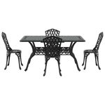 Casa si Gradina - Gradina si terasa - Mobilier exterior - Scaune si sezlonguri gradina - Set de masa pentru gradina 5 pcs Negru Aluminiu - Infinity.ro