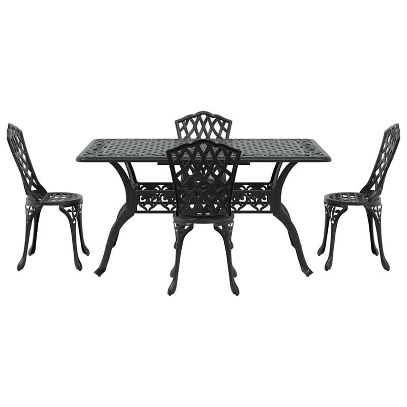 Casa si Gradina - Gradina si terasa - Mobilier exterior - Scaune si sezlonguri gradina - Set de masa pentru gradina 5 pcs Negru Aluminiu - Infinity.ro
