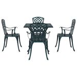 Casa si Gradina - Gradina si terasa - Mobilier exterior - Scaune si sezlonguri gradina - Set masa de gradina 5 pcs verde 80 x 80 x 75 cm Aluminiu turnat - Infinity.ro