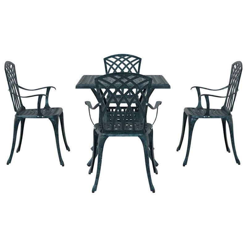 Casa si Gradina - Gradina si terasa - Mobilier exterior - Scaune si sezlonguri gradina - Set masa de gradina 5 pcs verde 80 x 80 x 75 cm Aluminiu turnat - Infinity.ro
