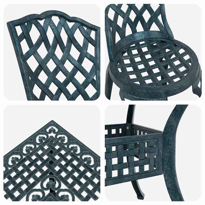 Casa si Gradina - Gradina si terasa - Mobilier exterior - Scaune si sezlonguri gradina - Set masa de gradina 5 pcs verde 80 x 80 x 75 cm Aluminiu turnat - Infinity.ro