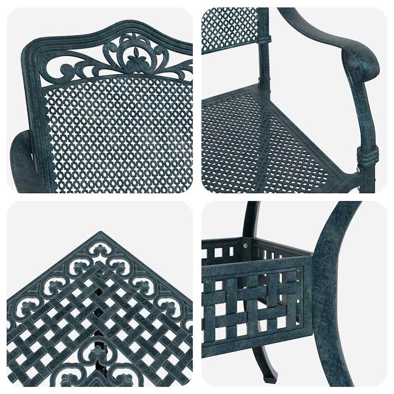 Casa si Gradina - Gradina si terasa - Mobilier exterior - Scaune si sezlonguri gradina - Set masa de gradina 5 pcs verde 80 x 80 x 75 cm Aluminiu turnat - Infinity.ro