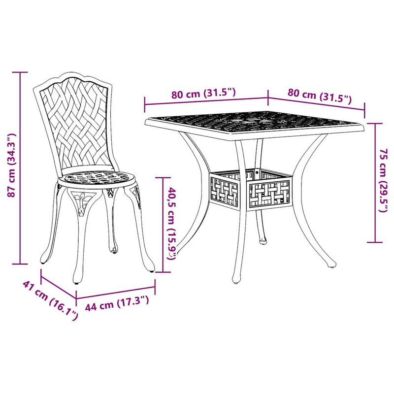 Casa si Gradina - Gradina si terasa - Mobilier exterior - Scaune si sezlonguri gradina - Set masa de gradina 5 pcs verde 80 x 80 x 75 cm Aluminiu turnat - Infinity.ro