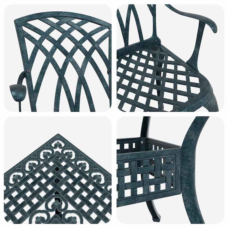 Casa si Gradina - Gradina si terasa - Mobilier exterior - Scaune si sezlonguri gradina - Set masa de gradina 5 pcs verde 80 x 80 x 75 cm Aluminiu turnat - Infinity.ro