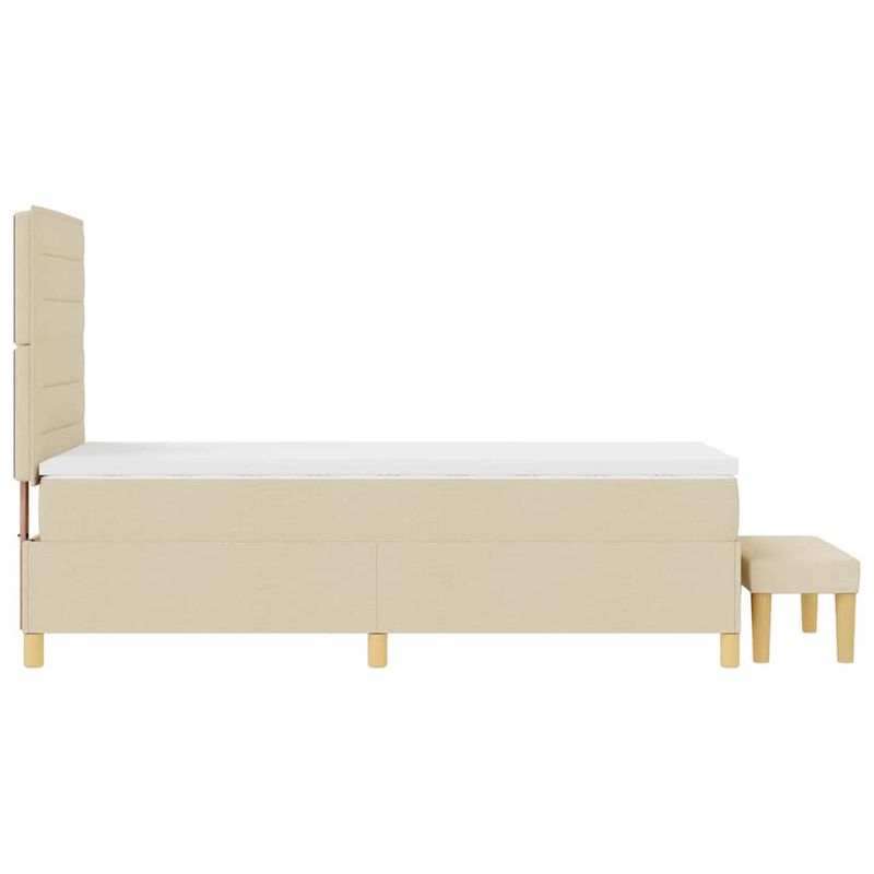 Casa si Gradina - Mobilier - Paturi si accesorii - Paturi - Pat cu arcuri cu saltea cu headboard Crem 90 x 200 cm tesatura - Infinity.ro
