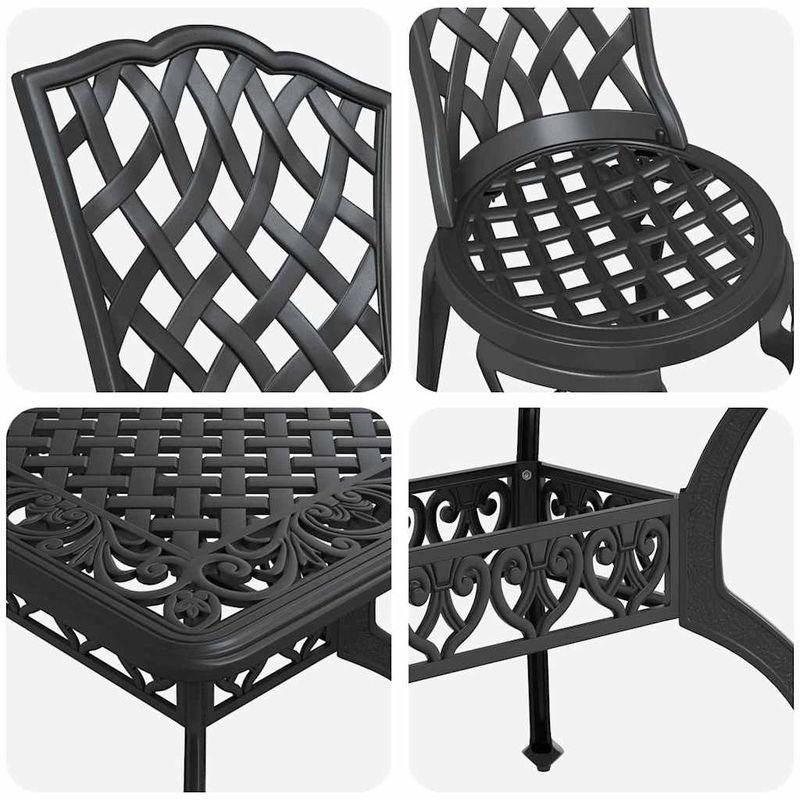 Casa si Gradina - Gradina si terasa - Mobilier exterior - Scaune si sezlonguri gradina - Set de masa pentru gradina 5 pcs Negru Aluminiu - Infinity.ro