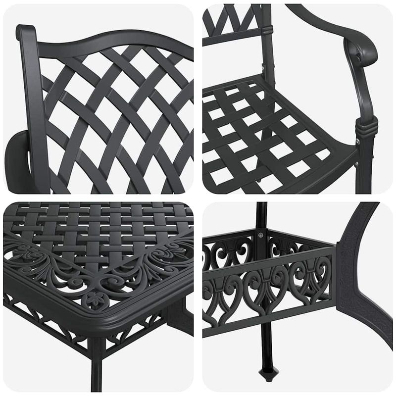 Casa si Gradina - Gradina si terasa - Mobilier exterior - Scaune si sezlonguri gradina - Set de masa pentru gradina 7 pcs Negru Aluminiu - Infinity.ro