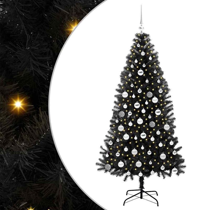 Casa si Gradina - Decoratiuni - Decoratiuni de sezon - Brad de Craciun cu 300 LED cu suport Negru 180 cm PVC - Infinity.ro