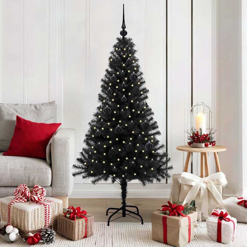 Casa si Gradina - Decoratiuni - Decoratiuni de sezon - Brad de Craciun cu 150 LED cu suport Negru 150 cm PVC - Infinity.ro