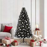 Casa si Gradina - Decoratiuni - Decoratiuni de sezon - Brad de Craciun cu 300 LED cu suport Negru 180 cm PVC - Infinity.ro