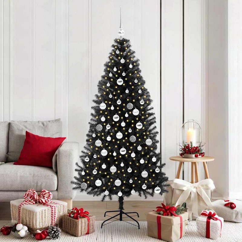 Casa si Gradina - Decoratiuni - Decoratiuni de sezon - Brad de Craciun cu 300 LED cu suport Negru 180 cm PVC - Infinity.ro
