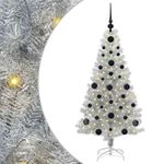 Casa si Gradina - Decoratiuni - Decoratiuni de sezon - Brad de Craciun cu 150 LED cu suport Argintiu 120 cm PET - Infinity.ro