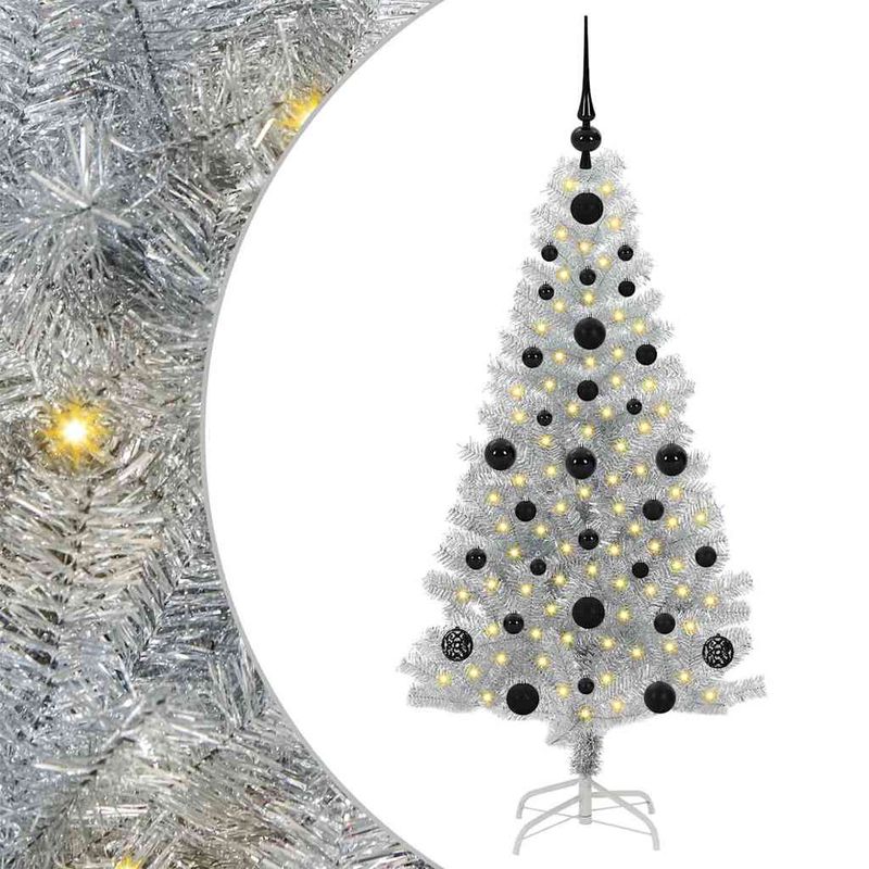 Casa si Gradina - Decoratiuni - Decoratiuni de sezon - Brad de Craciun cu 150 LED cu suport Argintiu 120 cm PET - Infinity.ro