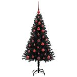 Casa si Gradina - Decoratiuni - Decoratiuni de sezon - Brad de Craciun cu 150 LED cu suport Negru 120 cm PVC - Infinity.ro