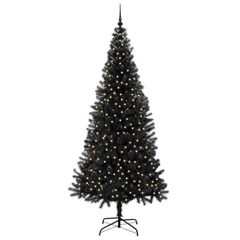 Casa si Gradina - Decoratiuni - Decoratiuni de sezon - Brad de Craciun cu 300 LED cu suport Negru 240 cm PVC - Infinity.ro