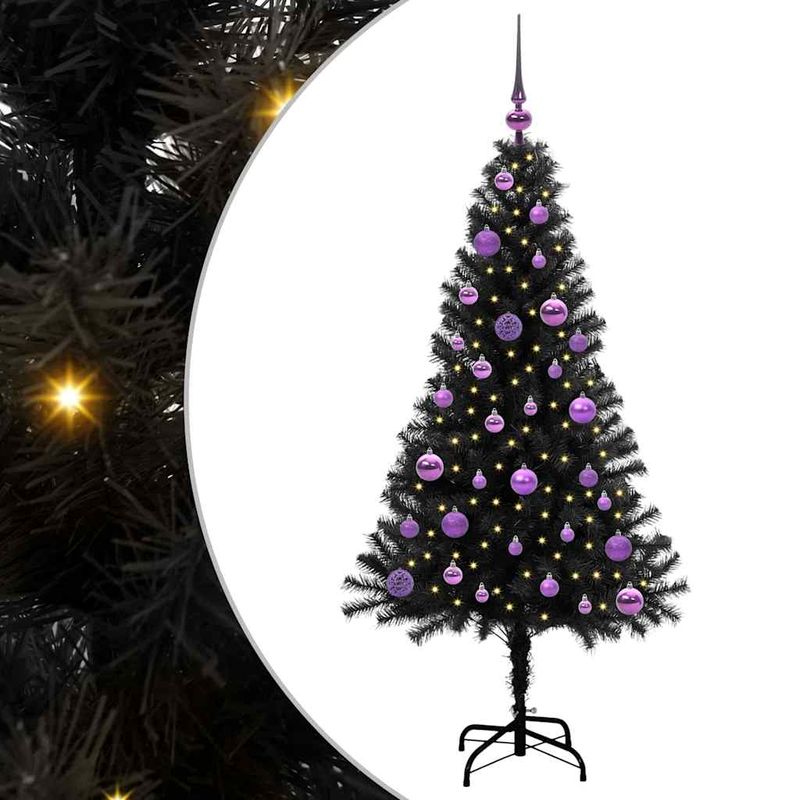 Casa si Gradina - Decoratiuni - Decoratiuni de sezon - Brad de Craciun cu 150 LED cu suport Negru 150 cm PVC - Infinity.ro