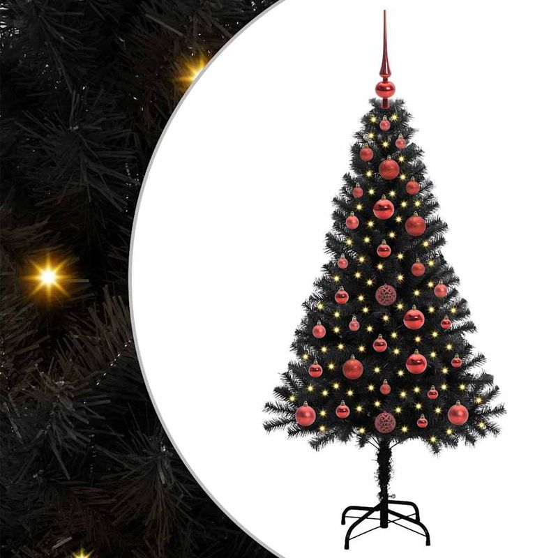 Casa si Gradina - Decoratiuni - Decoratiuni de sezon - Brad de Craciun cu 150 LED cu suport Negru 120 cm PVC - Infinity.ro